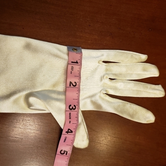 Champagne Satin Finish Stretch Opera Length Wedding Gloves GUC - Picture 10 of 12